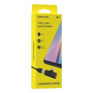 BOROFONE αντάπτορας BV8C 2in1, Type-C σε Type-C & 3.5mm, μαύρος | eLabstore.gr