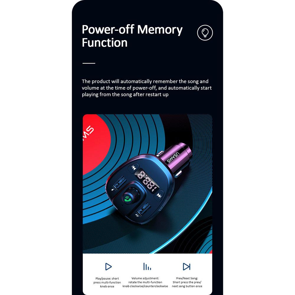 USAMS FM transmitter με οθόνη US-CC115, 2x USB, SD card, 3.4A, μαύρο | eLabstore.gr USAMS FM transmitter με οθόνη US-CC115, 2x USB, SD card, 3.4A, μαύρο | Gadgets - Αξεσουάρ | elabstore.gr
