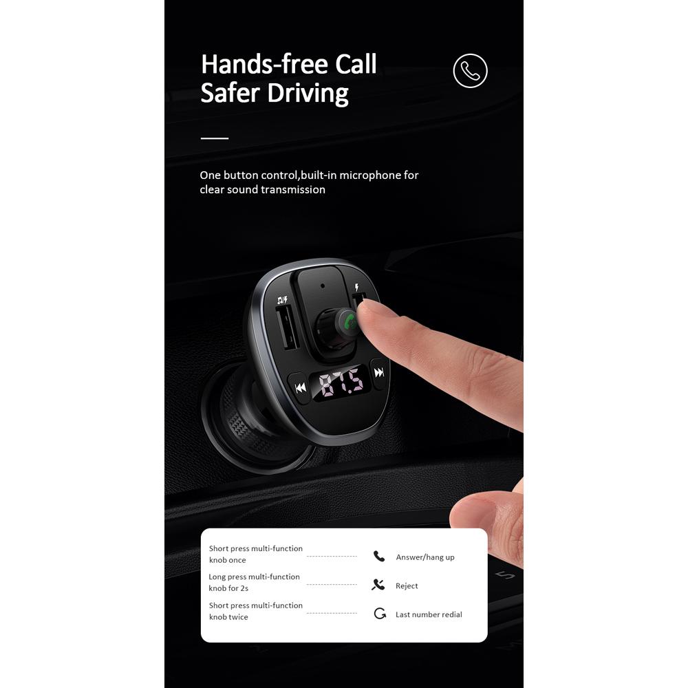 USAMS FM transmitter με οθόνη US-CC115, 2x USB, SD card, 3.4A, μαύρο | eLabstore.gr USAMS FM transmitter με οθόνη US-CC115, 2x USB, SD card, 3.4A, μαύρο - Image 6