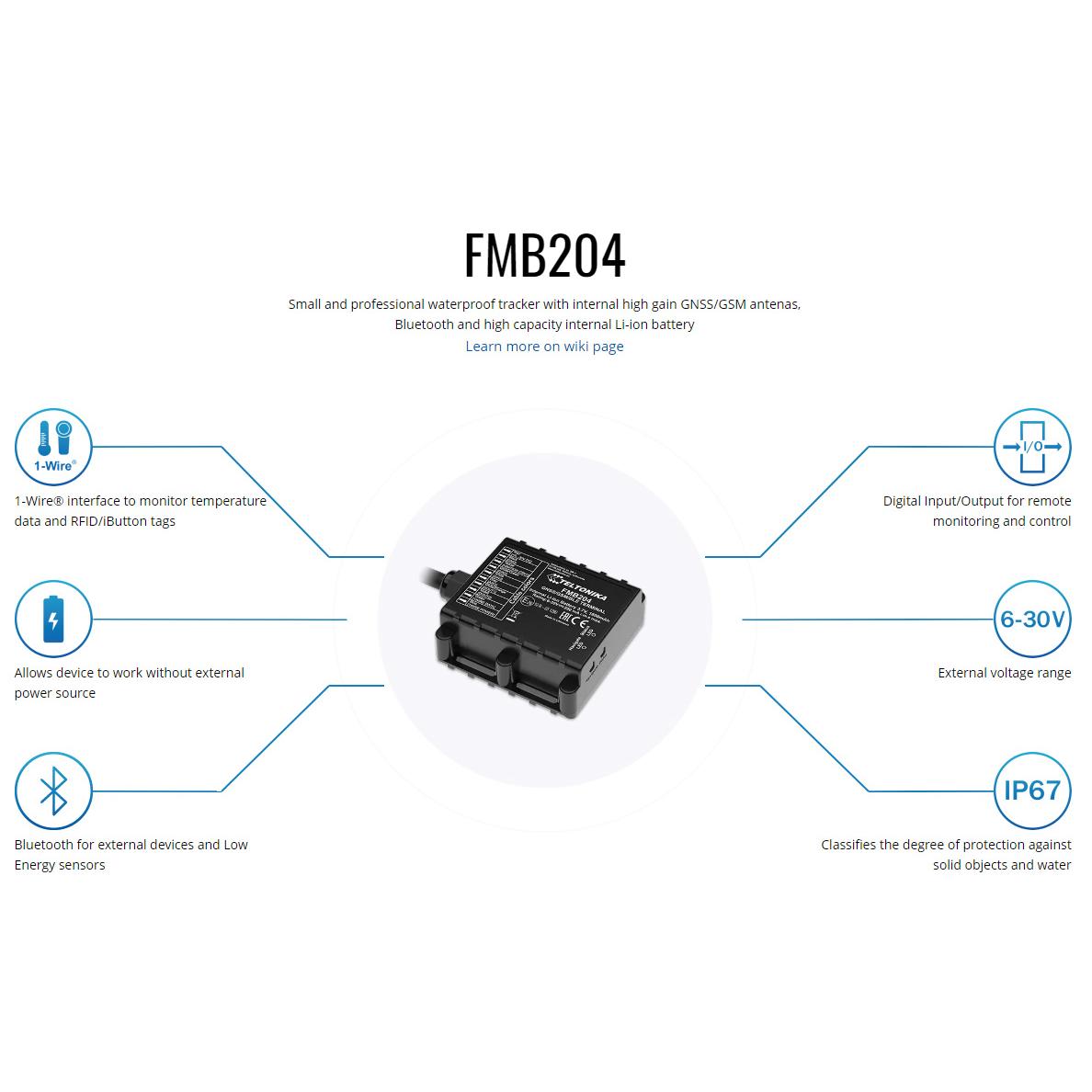 TELTONIKA GPS Tracker αυτοκινήτου FMB204, GSM/GPRS/GNSS, Bluetooth, IP67 | eLabstore.gr TELTONIKA GPS Tracker αυτοκινήτου FMB204, GSM/GPRS/GNSS, Bluetooth, IP67 | GPS | elabstore.gr