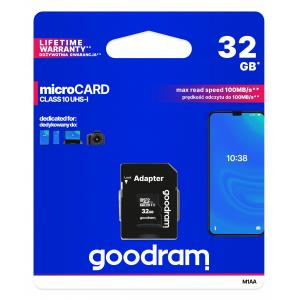 GOODRAM κάρτα μνήμης M1AA microSDHC UHS-1, 32GB, Class 10 | Συνοδευτικά PC | elabstore.gr