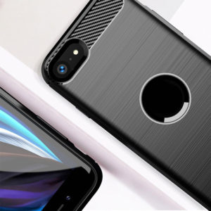 POWERTECH Θήκη Carbon Flexible MOB-1563 για iPhone SE 2020, μαύρη | Αξεσουάρ κινητών | elabstore.gr