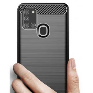 POWERTECH Θήκη Carbon Flexible MOB-1564 για Samsung A21S, μαύρη | Αξεσουάρ κινητών | elabstore.gr