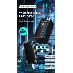 USAMS φορτιστής τοίχου MTXLOGTC01 GaN με καλώδιο, 3xUSB, 65W, μαύρο | Αξεσουάρ κινητών | elabstore.gr