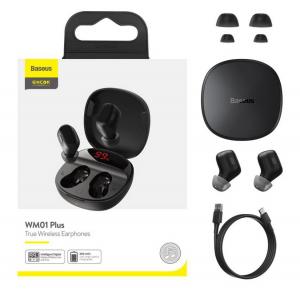BASEUS earphones Encok WM01 Plus True Wireless, με θήκη φόρτισης, μαύρα | eLabstore.gr BASEUS earphones Encok WM01 Plus True Wireless, με θήκη φόρτισης, μαύρα | Αξεσουάρ κινητών | elabstore.gr