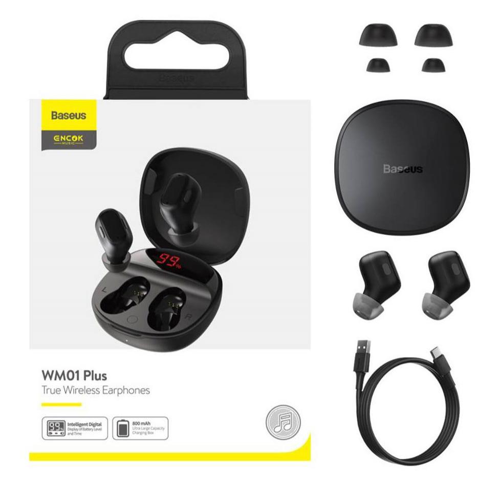 BASEUS earphones Encok WM01 Plus True Wireless, με θήκη φόρτισης, μαύρα | eLabstore.gr BASEUS earphones Encok WM01 Plus True Wireless, με θήκη φόρτισης, μαύρα | Αξεσουάρ κινητών | elabstore.gr