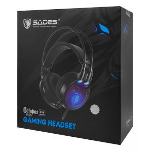 SADES Gaming Headset Octopus Plus με δόνηση, multiplatform, USB, μαύρο | eLabstore.gr