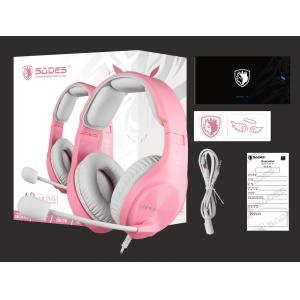 SADES Gaming Headset A2, multiplatform, 3.5mm, ροζ | Συνοδευτικά PC | elabstore.gr