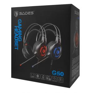 SADES Gaming Headset G50, multiplatform, 3.5mm, 50mm ακουστικά, μαύρα | Συνοδευτικά PC | elabstore.gr