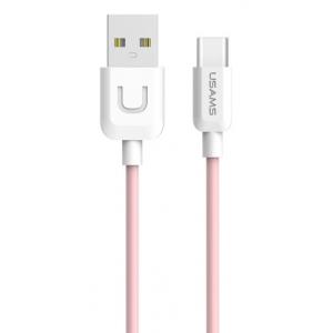 USAMS Καλώδιο USB σε Type-C US-SJ099 U-Turn, 1m, ροζ | Αξεσουάρ κινητών | elabstore.gr