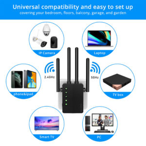 FOSCAM wifi extender WE1, 5GHZ-2.4GHz dual-band, 2x θύρες LAN, μαύρο | Δικτυακά | elabstore.gr