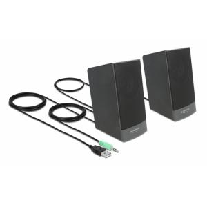 DELOCK ηχεία 2.0 27001, stereo, USB & 3.5mm, μαύρα | Συνοδευτικά PC | elabstore.gr