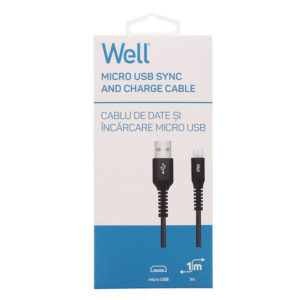 Καλώδιο USB 2.0 σε Micro USB Φόρτισης - Data 1m 2.1A Μαύρο Well USB/UUSB-1BK01-WL | Περιφερειακά | elabstore.gr