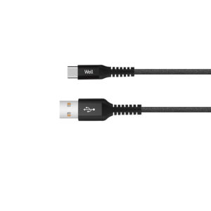 Καλώδιο 3A USB 2.0 σε Type-C Φόρτισης - Data 1m Μαύρο Well USB/USBC-1BK01-WL | Περιφερειακά | elabstore.gr