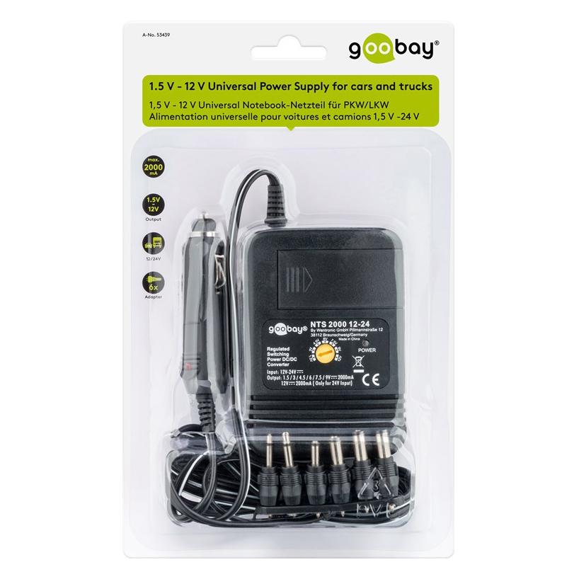 GOOBAY φορτιστής αυτοκινήτου για laptop 53439, 12V-24V, 24W-2A, 6 tips | eLabstore.gr GOOBAY φορτιστής αυτοκινήτου για laptop 53439, 12V-24V, 24W-2A, 6 tips | Τροφοδοσία Ρεύματος | elabstore.gr
