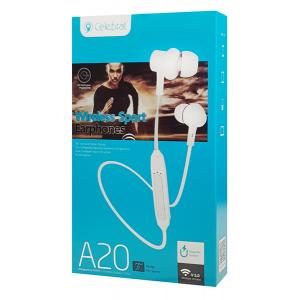CELEBRAT bluetooth earphones A20 με μαγνήτη, 10mm, BT 5.0, λευκά | Αξεσουάρ κινητών | elabstore.gr