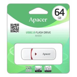 APACER USB Flash Drive AH333 AP64GAH333W-1, 64GB, USB 2.0, λευκό | Συνοδευτικά PC | elabstore.gr