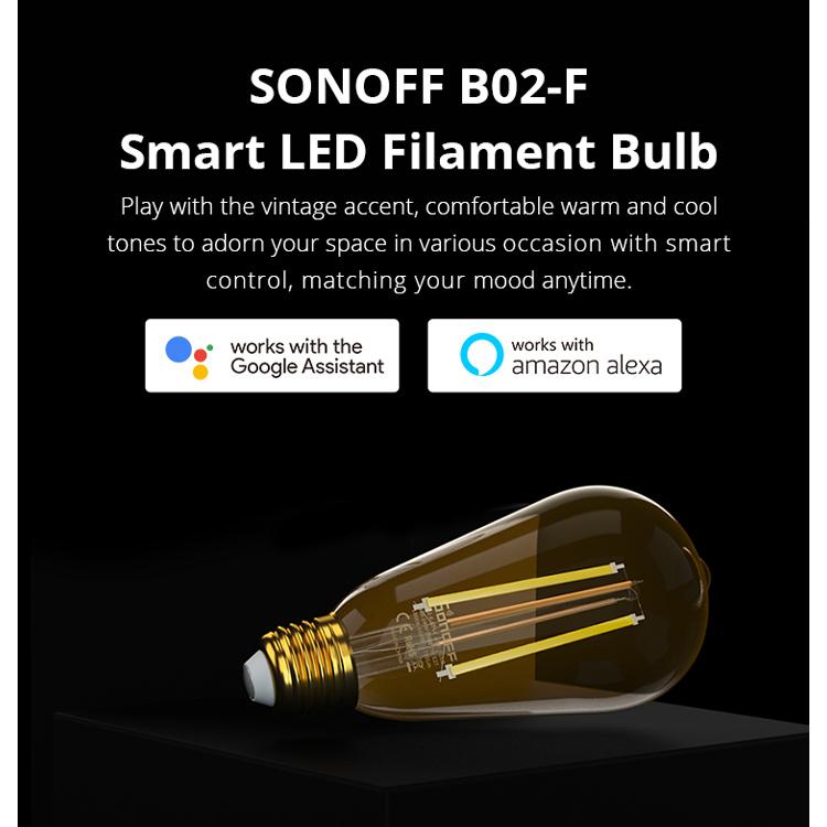 SONOFF Smart λάμπα LED Filament B02-F-ST64, Wi-Fi, 7W, E27, 1800K-5000K | eLabstore.gr SONOFF Smart λάμπα LED Filament B02-F-ST64, Wi-Fi, 7W, E27, 1800K-5000K | Φωτισμός | elabstore.gr