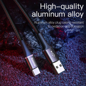 BASEUS καλώδιο USB σε USB Type-C CATGH-B01, LED, 3A, 1m, μαύρο | Αξεσουάρ κινητών | elabstore.gr
