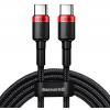 BASEUS καλώδιο USB Type-C CATKLF-AL91, 20V 5A 100W, 2m, μαύρο-κόκκινο | Αξεσουάρ κινητών | elabstore.gr