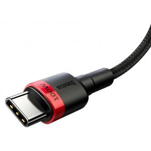 BASEUS καλώδιο USB Type-C CATKLF-AL91, 20V 5A 100W, 2m, μαύρο-κόκκινο | Αξεσουάρ κινητών | elabstore.gr