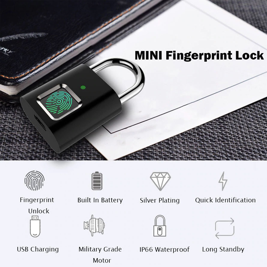 Λουκέτο ασφαλείας με fingerprint CTL-0021, 50mm, μεταλλικό, μαύρο | eLabstore.gr Λουκέτο ασφαλείας με fingerprint CTL-0021, 50mm, μεταλλικό, μαύρο | Gadgets | elabstore.gr
