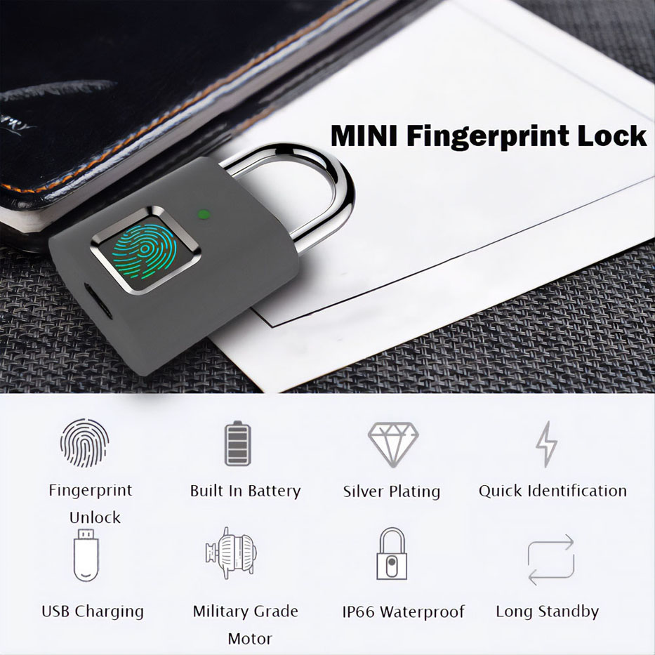 Λουκέτο ασφαλείας με fingerprint CTL-0022, 50mm, μεταλλικό, ασημί | eLabstore.gr Λουκέτο ασφαλείας με fingerprint CTL-0022, 50mm, μεταλλικό, ασημί | Gadgets | elabstore.gr