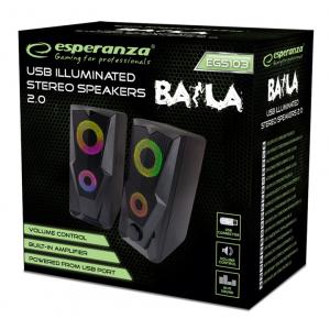 ESPERANZA ηχεία stereo Baila 2.0 EGS103, 2x3W, 3.5mm, μαύρα | eLabstore.gr ESPERANZA ηχεία stereo Baila 2.0 EGS103, 2x3W, 3.5mm, μαύρα | Συνοδευτικά PC | elabstore.gr