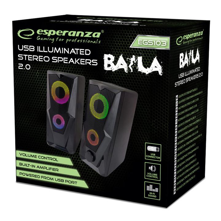 ESPERANZA ηχεία stereo Baila 2.0 EGS103, 2x3W, 3.5mm, μαύρα | eLabstore.gr ESPERANZA ηχεία stereo Baila 2.0 EGS103, 2x3W, 3.5mm, μαύρα | Συνοδευτικά PC | elabstore.gr