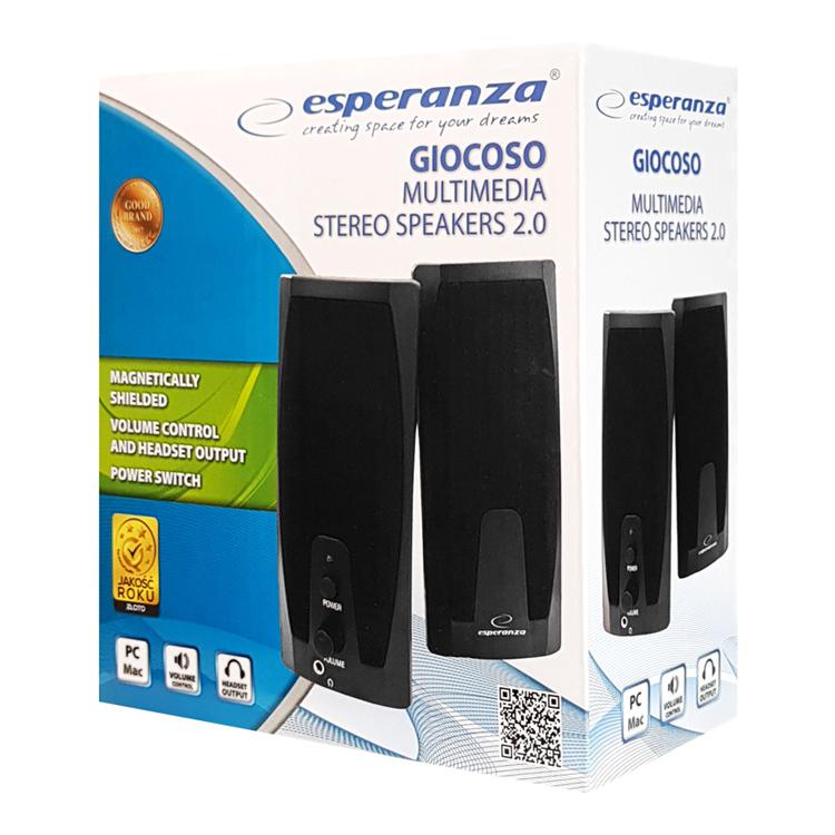 ESPERANZA ηχεία Giocoso 2.0 EP110, 2x3W, 3.5mm, μαύρα | eLabstore.gr ESPERANZA ηχεία Giocoso 2.0 EP110, 2x3W, 3.5mm, μαύρα | Συνοδευτικά PC | elabstore.gr