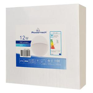 POWERTECH LED φωτιστικό τοίχου EXTL-0001, 12W, 4000k cool white, λευκό | Φωτισμός | elabstore.gr