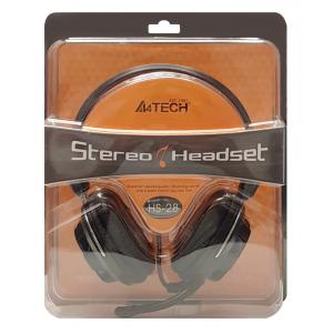 A4TECH Headset HS-28, 3.5mm, 40mm ακουστικά, stereo, μαύρα | Συνοδευτικά PC | elabstore.gr