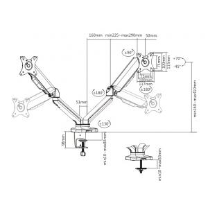 BRATECK βάση γραφείου Gas Spring LDT46-C024, για 2 οθόνες 17"-32", 9kg | Αναλώσιμα - Είδη Γραφείου | elabstore.gr