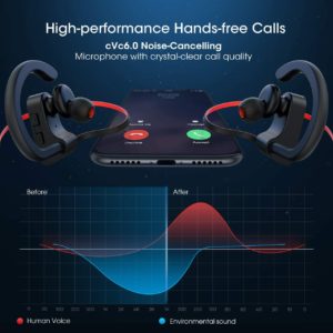 MPOW bluetooth earphones Flame 088A, IPX7, μικρόφωνο, μαύρο-κόκκινο | Αξεσουάρ κινητών | elabstore.gr