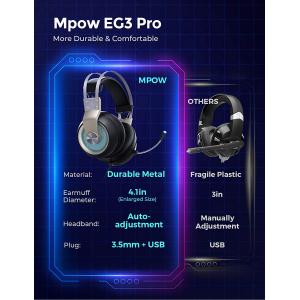 MPOW gaming headset EG3 Pro, multiplatform, 3.5mmm, ασημί | Συνοδευτικά PC | elabstore.gr