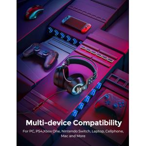 MPOW gaming headset EG3 Pro, multiplatform, 3.5mmm, ασημί | eLabstore.gr