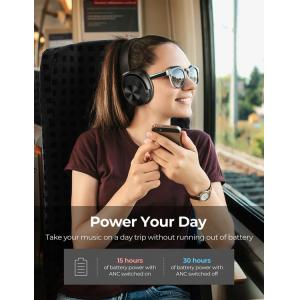 MPOW headphones H12 ANC, wireless & wired, 40mm, mic, μαύρα | Αξεσουάρ κινητών | elabstore.gr