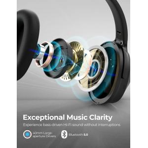 MPOW headphones H12 ANC, wireless & wired, 40mm, mic, μαύρα | eLabstore.gr