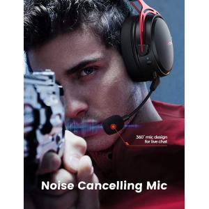 MPOW gaming headset AIR, wireless & wired, 50mm, mic, μαύρο-κόκκινο | Συνοδευτικά PC | elabstore.gr