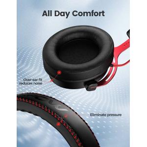 MPOW gaming headset AIR, wireless & wired, 50mm, mic, μαύρο-κόκκινο | Συνοδευτικά PC | elabstore.gr