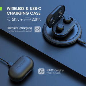 MPOW earphones M12 με θήκη φόρτισης, True Wireless, μαύρα | Αξεσουάρ κινητών | elabstore.gr