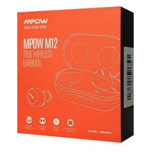 MPOW earphones M12 με θήκη φόρτισης, True Wireless, μαύρα | eLabstore.gr