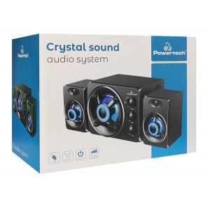 POWERTECH ηχεία Crystal sound PT-841, 2.1, 5W + 2x 3W, 3.5mm, μαύρα | Συνοδευτικά PC | elabstore.gr
