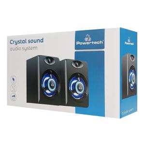 POWERTECH ηχεία Crystal sound PT-842, 2x 3W, 3.5mm, μαύρα | Συνοδευτικά PC | elabstore.gr