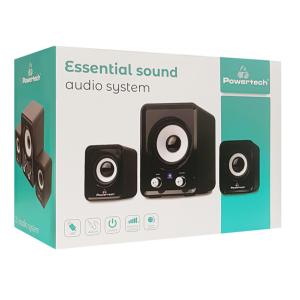 POWERTECH ηχεία Essential sound PT-843, 2.1, 5W + 2x 3W, 3.5mm, μαύρα | Συνοδευτικά PC | elabstore.gr