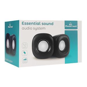 POWERTECH ηχεία Essential sound PT-844, 2x 3W, 3.5mm, μαύρα | Συνοδευτικά PC | elabstore.gr