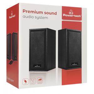 POWERTECH ηχεία Premium sound PT-845, 2x 3W, 3.5mm, μαύρα | Συνοδευτικά PC | elabstore.gr