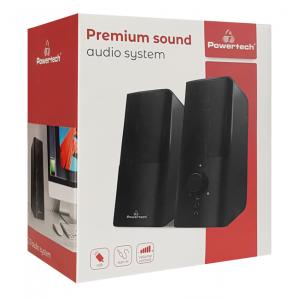 POWERTECH ηχεία Premium sound PT-847, 2x 3W, 3.5mm, μαύρα | Συνοδευτικά PC | elabstore.gr