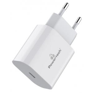 POWERTECH Φορτιστής Τοίχου PT-923, 1x USB Type-C, PD 20W, 3A, λευκός | Αξεσουάρ κινητών | elabstore.gr
