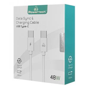 POWERTECH Καλώδιο USB Type-C PTR-0093, 48W 3A, 1m, λευκό | Αξεσουάρ κινητών | elabstore.gr